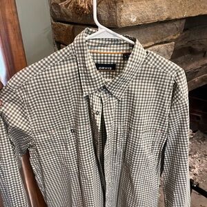 Orvis Green and White Checkered Shirt